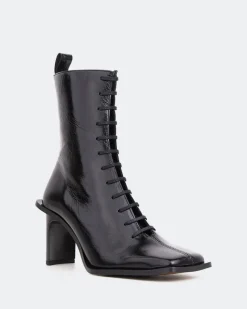 Lace-up|Ankle Boots-L'INTERVALLE Adaline Black Leather