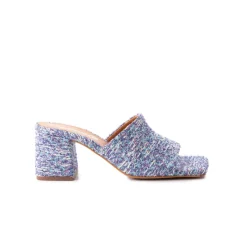 Mid Heels|Mules-L'INTERVALLE Adelpha Blue Fabric