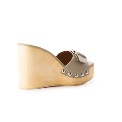 Wedges-L'INTERVALLE Adore Light Khaki Leather