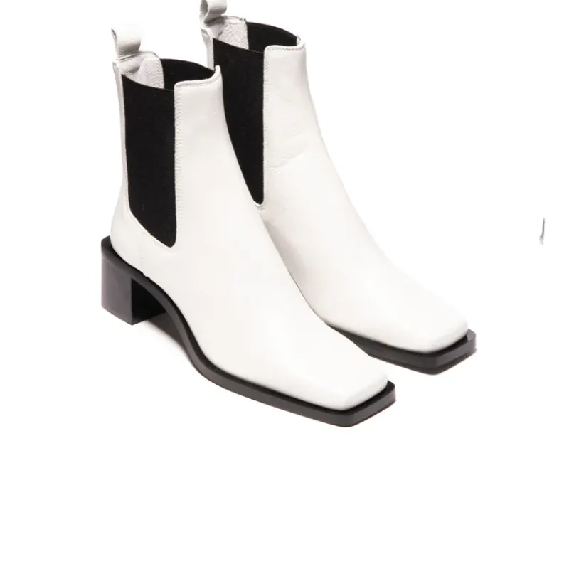 Chelsea|Ankle Boots-L'INTERVALLE Albans White Leather