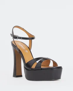 Platform|High Heels-L'INTERVALLE Anamika Black Leatehr