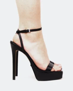 High Heels|Platform-L'INTERVALLE Anguila, Black Leather/Cuir Noir
