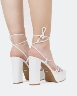 Platform|Strappy-L'INTERVALLE Antigua, White Leather/Cuir Blanc