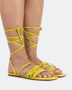 Strappy|Flats-L'INTERVALLE Aperol Yellow Leather