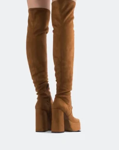 Over-the-knee|Platform-L'INTERVALLE Azalea Tan Suede