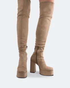 Over-the-knee|Platform-L'INTERVALLE Azalea Taupe Suede
