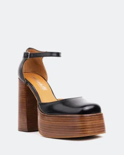 Platforms-L'INTERVALLE Azucar Black leather Brown