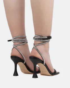 Strappy|High Heels-L'INTERVALLE Balthazar, Black Leather/Cuir Noir