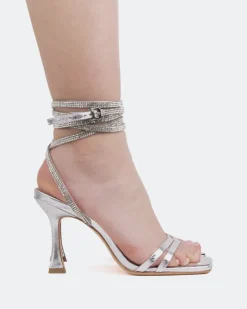 Strappy|High Heels-L'INTERVALLE Balthazar, Silver Leather/Cuir Argenté