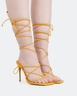 Strappy|High Heels-L'INTERVALLE Baltra, Orange Leather/Cuir Orange