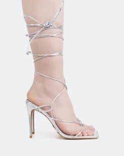 Strappy|High Heels-L'INTERVALLE Baltra, Silver Metal/Métal Or
