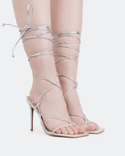 Strappy|High Heels-L'INTERVALLE Baltra, Silver Metal/Métal Or