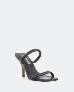 Mid Heels|Mules-L'INTERVALLE Barbuda, Black Leather/Cuir Noir