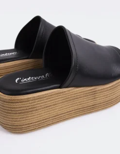 Wood Sandals-L'INTERVALLE Beluga Black Leather