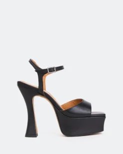 Platform-L'INTERVALLE Betsey Black Leather/Cuir Noir