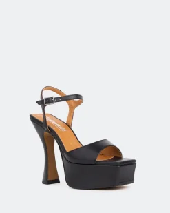 Platform-L'INTERVALLE Betsey Black Leather/Cuir Noir