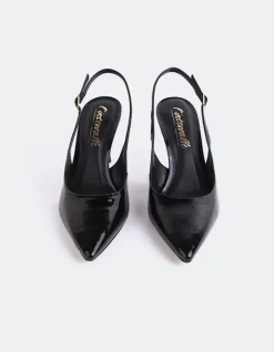 Slingbacks-L'INTERVALLE Borage Black Patent