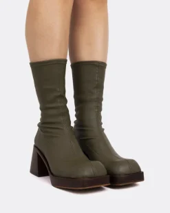 Stretch|Platform-L'INTERVALLE Bordon Khaki Stretch