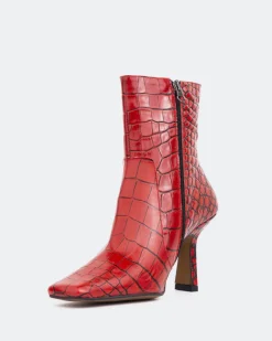 Ankle Boots-L'INTERVALLE Bourget Red Croco