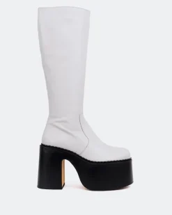 Platform|Tall Boots-L'INTERVALLE Bowie White Leather