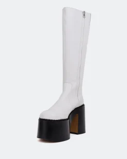 Platform|Tall Boots-L'INTERVALLE Bowie White Leather