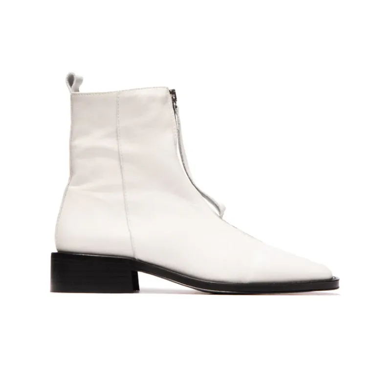 Ankle Boots-L'INTERVALLE Bruges White Leather