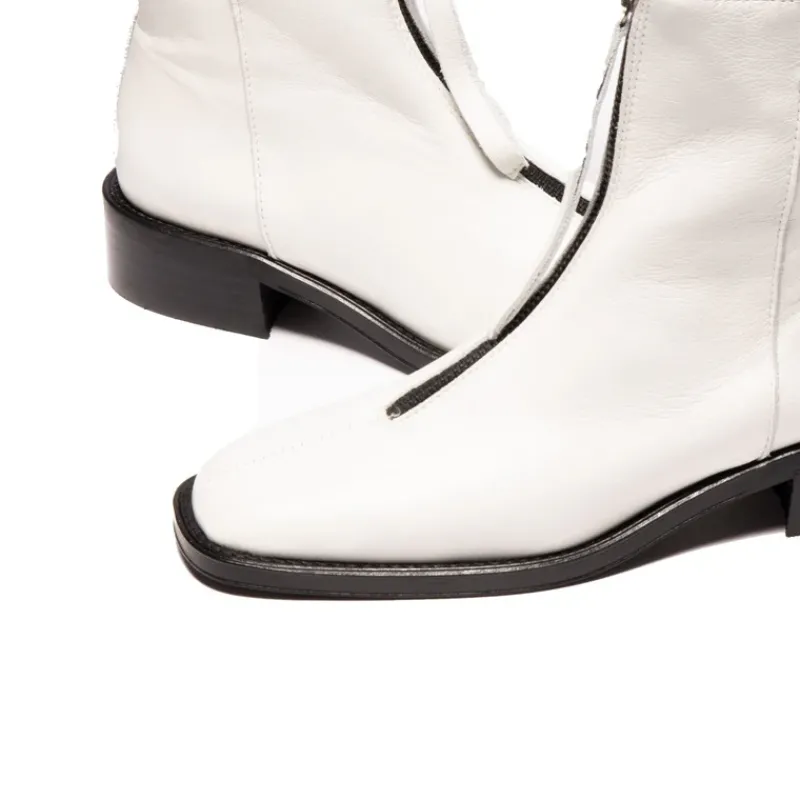 Ankle Boots-L'INTERVALLE Bruges White Leather