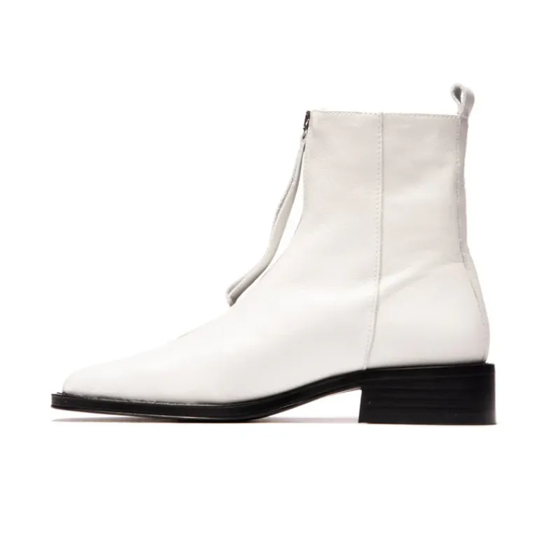 Ankle Boots-L'INTERVALLE Bruges White Leather