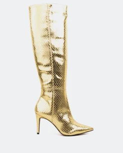 Tall Boots-L'INTERVALLE Bushra Gold Snake