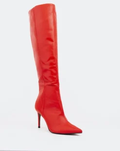 Tall Boots-L'INTERVALLE Bushra Red Leather