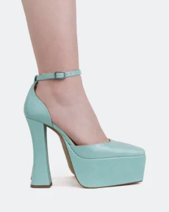 Platforms-L'INTERVALLE Cabaret, Blue Leather/Cuir Bleu