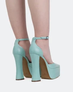 Platforms-L'INTERVALLE Cabaret, Blue Leather/Cuir Bleu
