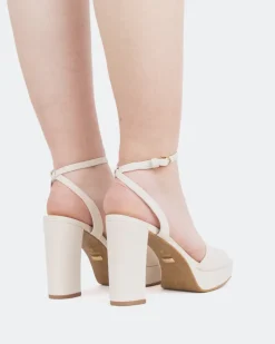 Platform-L'INTERVALLE Caicos, Off White Leather/Cuir Blanc Cassé