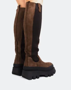 Chelsea|Tall Boots-L'INTERVALLE Calgary Brown Nubuck