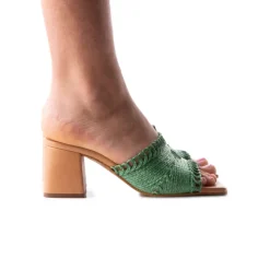 Mid Heels|Mules-L'INTERVALLE Calzada Green Knit
