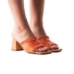 Mid Heels|Mules-L'INTERVALLE Calzada Orange Knit