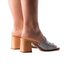 Mid Heels|Mules-L'INTERVALLE Calzada Silver Knit