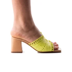 Mid Heels|Mules-L'INTERVALLE Calzada Yellow Knit