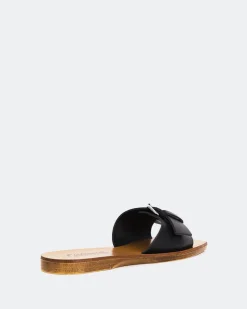 Wood Sandals|Flats-L'INTERVALLE Campari Black Leather