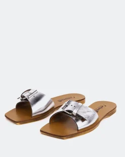 Wood Sandals|Flats-L'INTERVALLE Campari Silver Metal