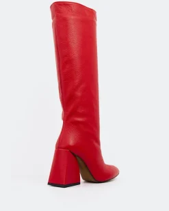 Tall Boots-L'INTERVALLE Camus Red Leather