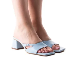 Mid Heels|Mules-L'INTERVALLE Carrera Light Blue Leather