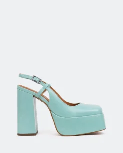 Platforms|Slingbacks-L'INTERVALLE Cave, Blue Leather/Cuir Bleu