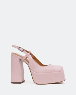 Platforms|Slingbacks-L'INTERVALLE Cave, Lt. Pink Leather/Cuir Rose P.