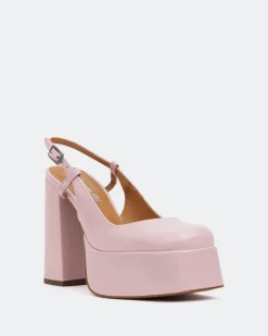 Platforms|Slingbacks-L'INTERVALLE Cave, Lt. Pink Leather/Cuir Rose P.