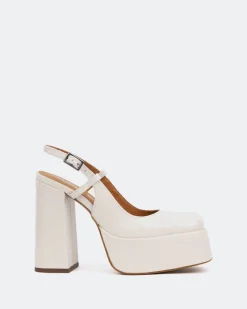 Platforms|Slingbacks-L'INTERVALLE Cave, Off White Leather/Cuir Blanc Cassé