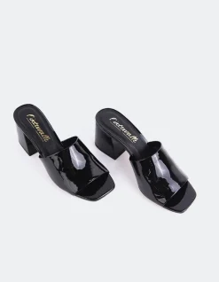 Mid Heels|Mules-L'INTERVALLE Clarabelle Black Patent