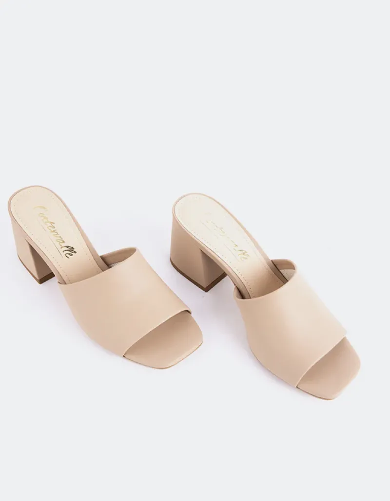 Mid Heels|Mules-L'INTERVALLE Clarabelle Nude Leather