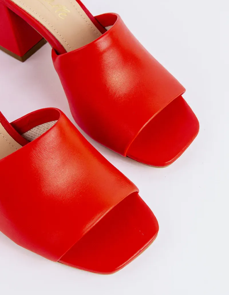 Mid Heels|Mules-L'INTERVALLE Clarabelle Red Leather
