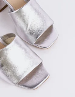 Mid Heels|Mules-L'INTERVALLE Clarabelle Silver Leather